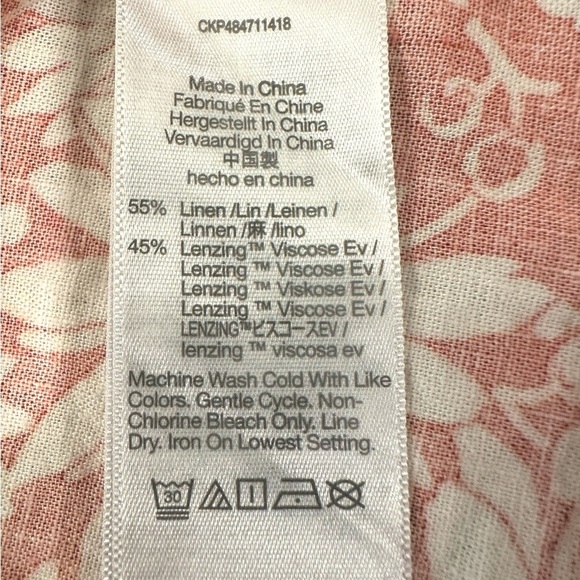 Madewell Margie Mini Dress Linen Dark Orange Floral Sz 12 Milkmaid Peasant - Picture 7 of 11